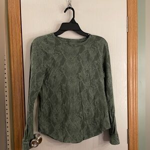 Green snake print long sleeve shirt